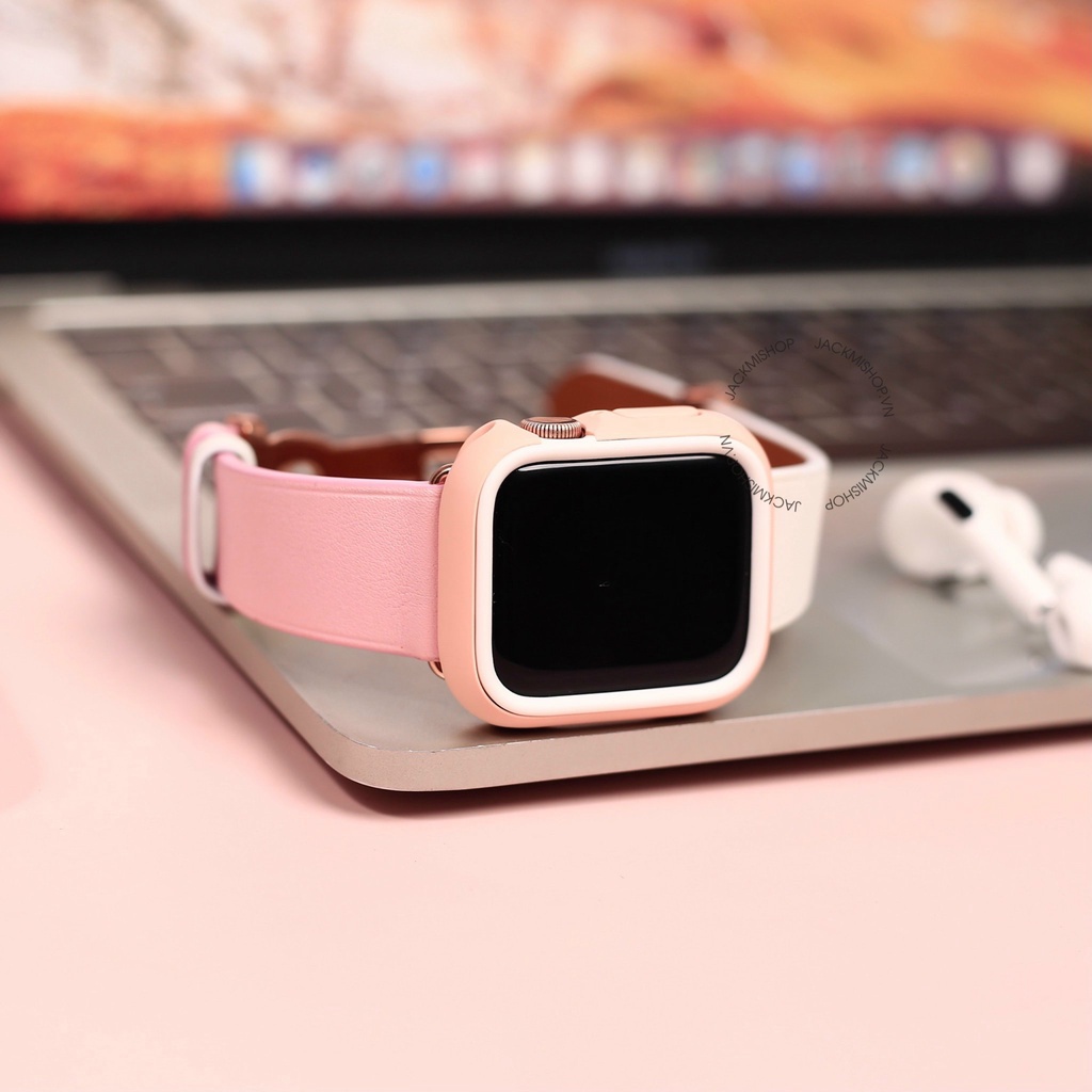 [COMBO 2 MÓN] DÂY DA BÊ SWIFT KHÓA PATEK CHO APPLE WATCH + ỐP VIỀN RHINOSHIELD CHO APPLE WATCH (DÂY DA BẢO HÀNH 1 NĂM)