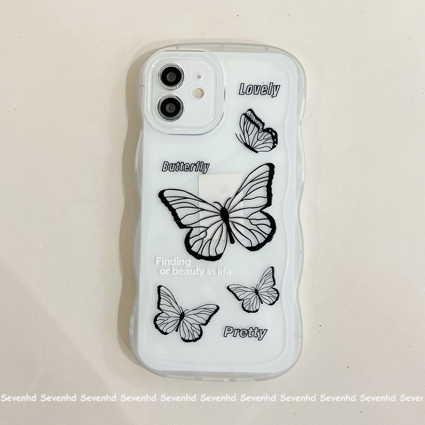 Ốp Điện Thoại Mềm Họa Tiết Bướm Hoạt Hình Cho iPhone 14 13 12 11 Pro Max X XR Xs Max 8 7 6 6s Plus SE 2020