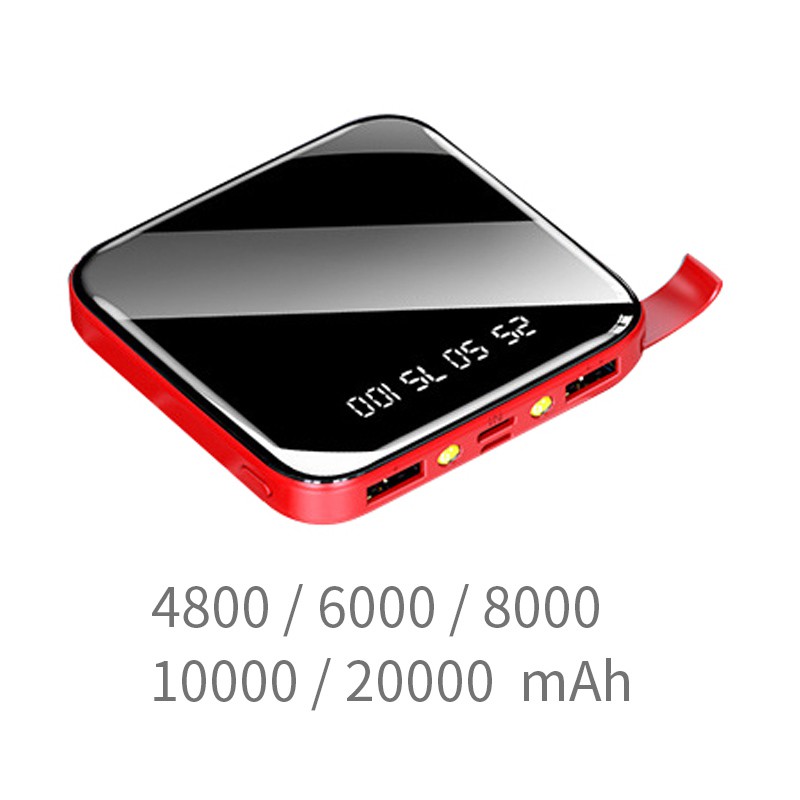 Pin sạc dự phòng 4800 / 6000 / 8000 / 10000mAh / 20000mAh 2.1A có đèn LED cho iPhone Samsung Xiaomi Huawei