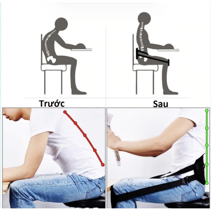 Sản phẩm gọn nhẹ, thoáng khí Đai lưng điều chỉnh tư thế ngồi Nhật Bản