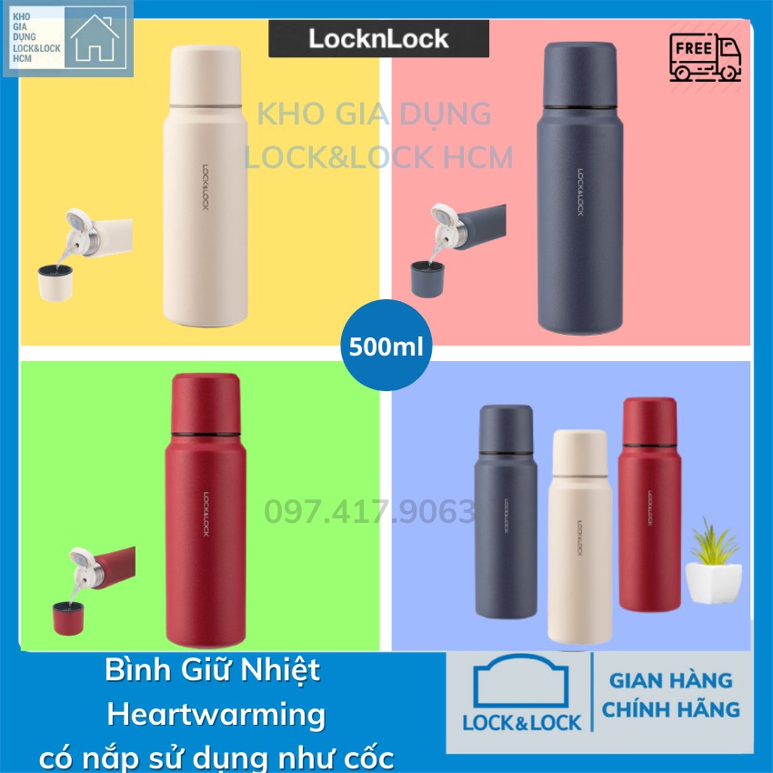 [MỚI] Bình giữ nhiệt Lock&Lock 💖💖 Heartwarming Vacuum Bottle nắp uống 💖💖 500ml LHC1473 (3 màu)