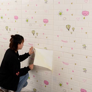 Xốp dán tường hoạt hình cách âm cách nhiệt chống nước họa tiết giả gạch 3D trang trí
