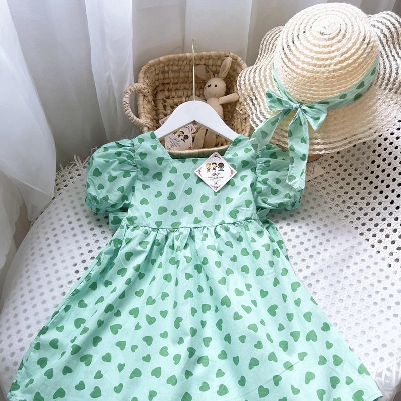 VÁY THÔ BABY DOLL CHẤM BI KÈM MŨ CHO BÉ