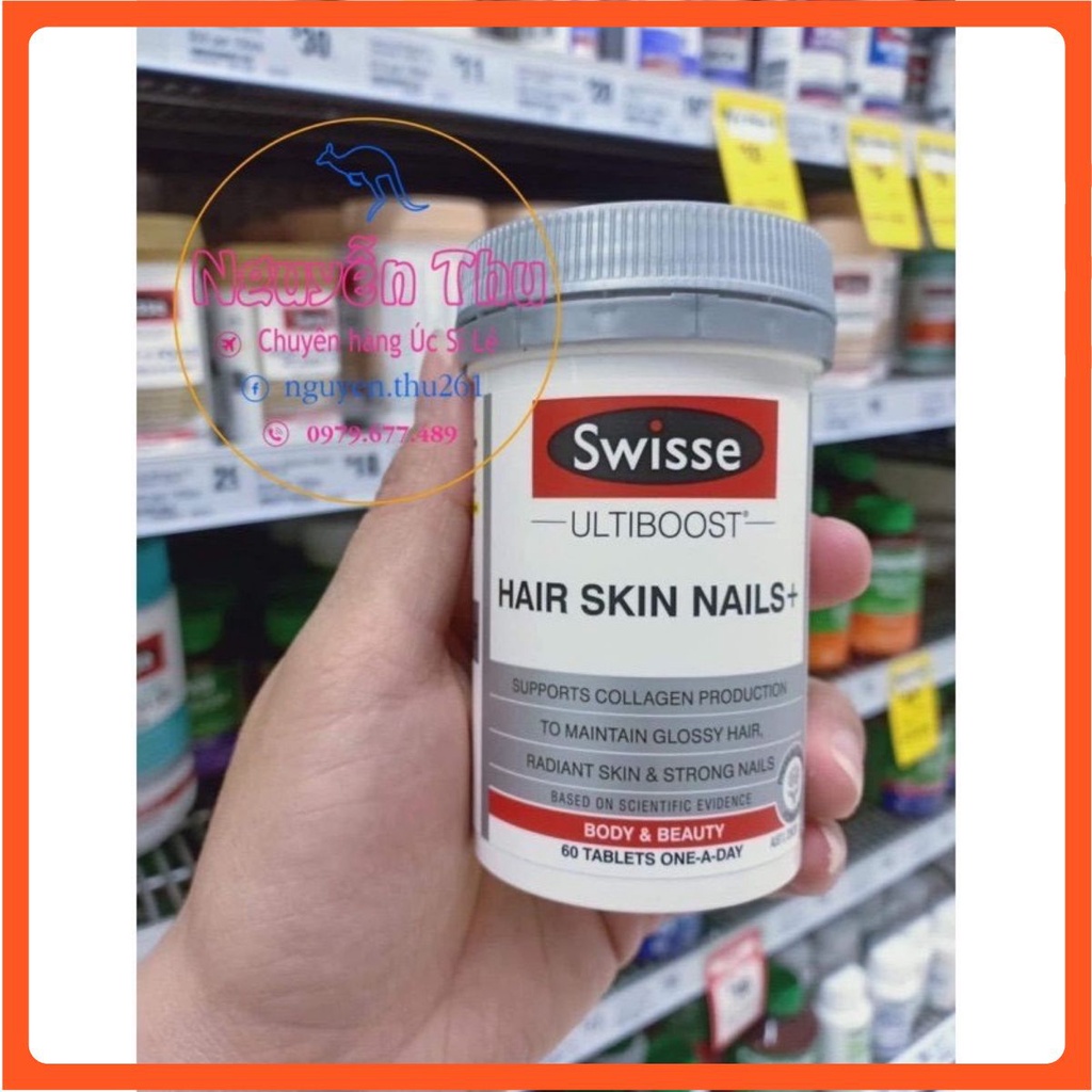 Viên uống móng tóc da swisse hair skin nails úc lọ 60 viên, 100 viên