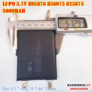 Pin Li-Po 3.7V 895876 856075 825875 5000mAh (Lithium Polymer) cho điện thoại, định vị GPS, Loa Bluetooth, thiết bị y tế