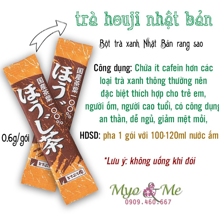 Bột trà xanh rang sao Nhật Bản - Houji cha gói mini 0.6g