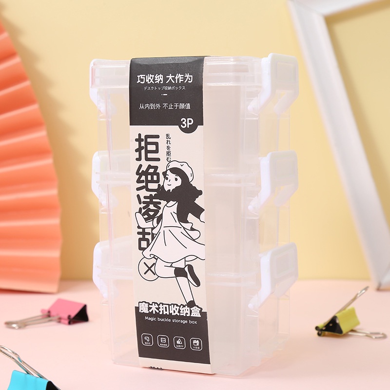 Hoạt Hình Hộp Đựng Đồ Dùng Để Bàn Ba Tầng Cỡ Nhỏ Tiện Dụng Cho Học Sinh / Văn Phòng