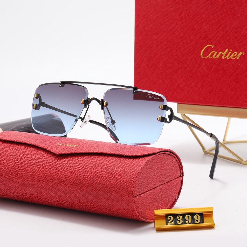 Cartier_ 2021 Mới Thời trang Hàn Quốc Khung lớn Màu phim Kính râm Nam và Nữ Xu hướng Cặp đôi Đường phố Chụp Trăm Phù hợp Trang trí Thời trang Du lịch Kỳ nghỉ Chống tia cực tím Kính râm đi biển