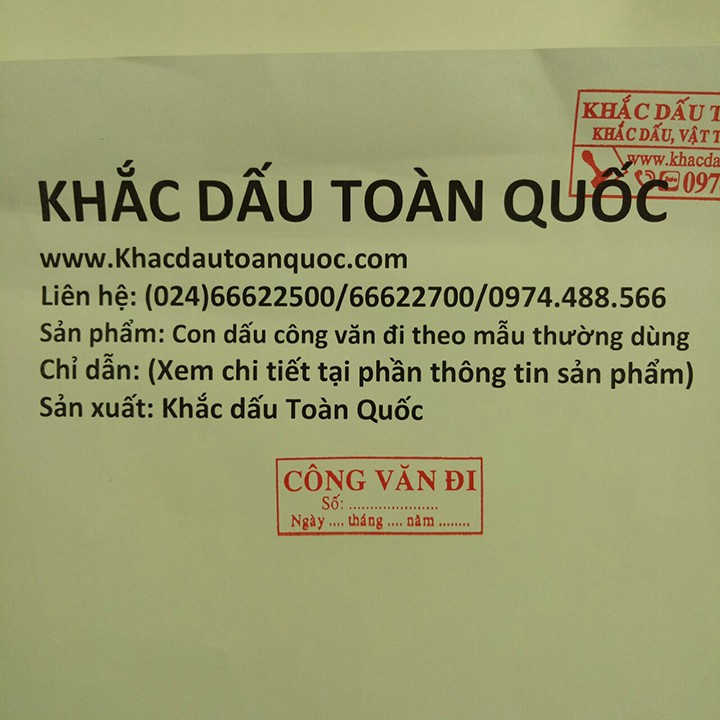 Con dấu Công Văn Đi có nội dung theo mẫu (fullbox)