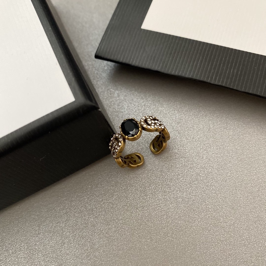 Nhẫn Gucci Mạ Vàng/Bạc 925 In Chữ GG Đôi Phong Cách Hàn Quốc Đơn Giản Thời Trang Cho Nữ