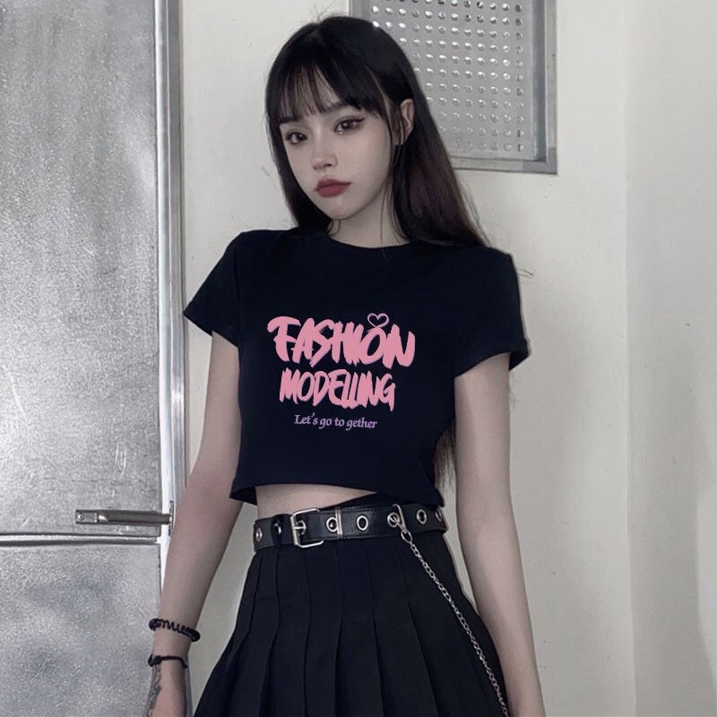 Áo Thun Crop Top Cotton Tay Ngắn Thời Trang Mùa Hè 2022 Thiết Kế Mới Cho Nữ