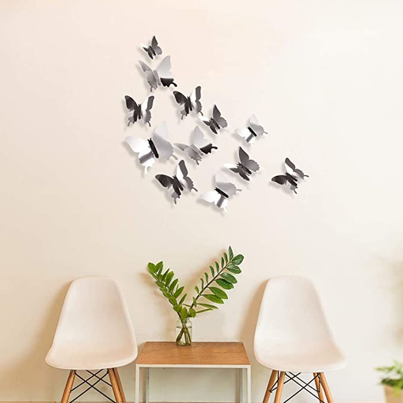 Bộ 12 hình dán hình bướm hiệu ứng 3D trang trí phòng khách/ phòng ngủ
