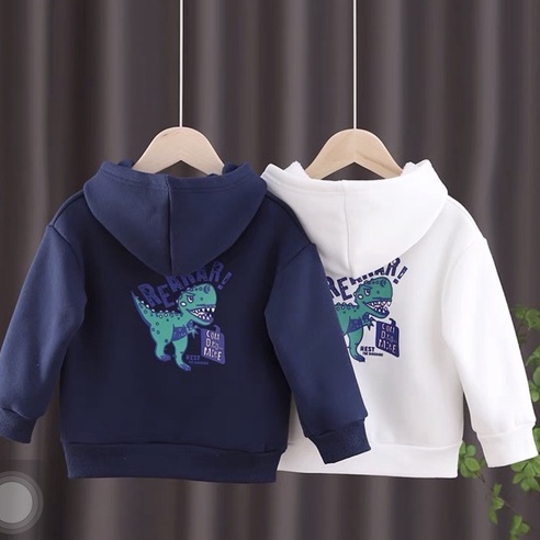 Áo hoodie unisex CON XINH form rộng nỉ nam nữ hình in KHỦNG LONG REARAA ,thời trang thu đông cho bé từ 4 đến 8 tuổi