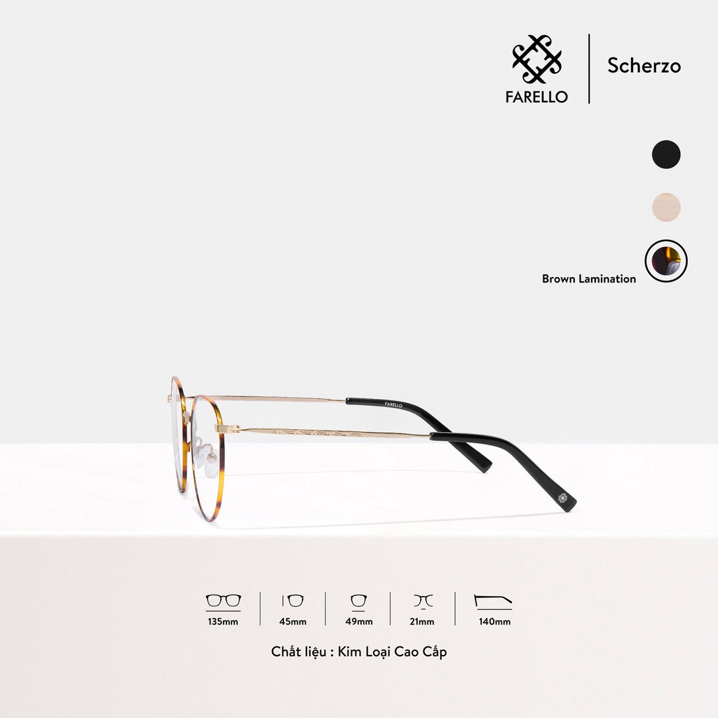Gọng kính nam nữ cao cấp FARELLO Scherzo mắt tròn kim loại cao cấp thanh mảnh màu sắc thời trang | BigBuy360 - bigbuy360.vn
