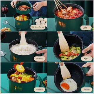 Nồi lẩu điện mini 2 chế độ 💥💥 ca nấu mì siêu tốc chống dính tặng kèm xửng hấp siêu xinh