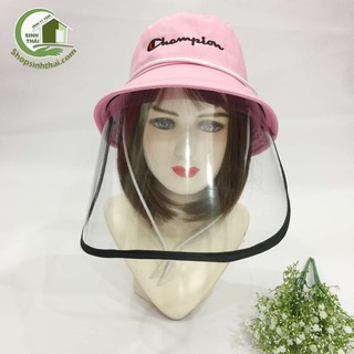 Nón mũ chống giọt bắn nước bọt - nón mũ có màn che kính màu hồng