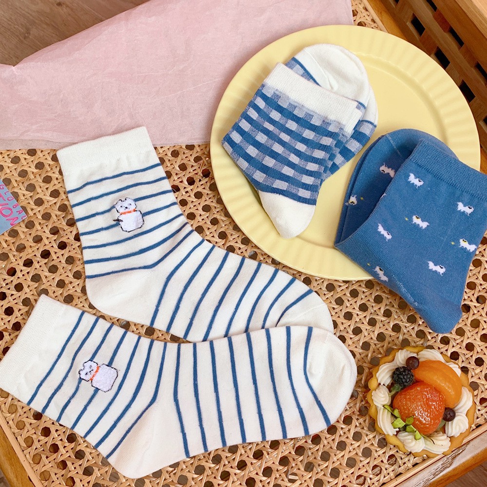 Vớ/Tất cổ cao tone xanh - blue xinh xắn