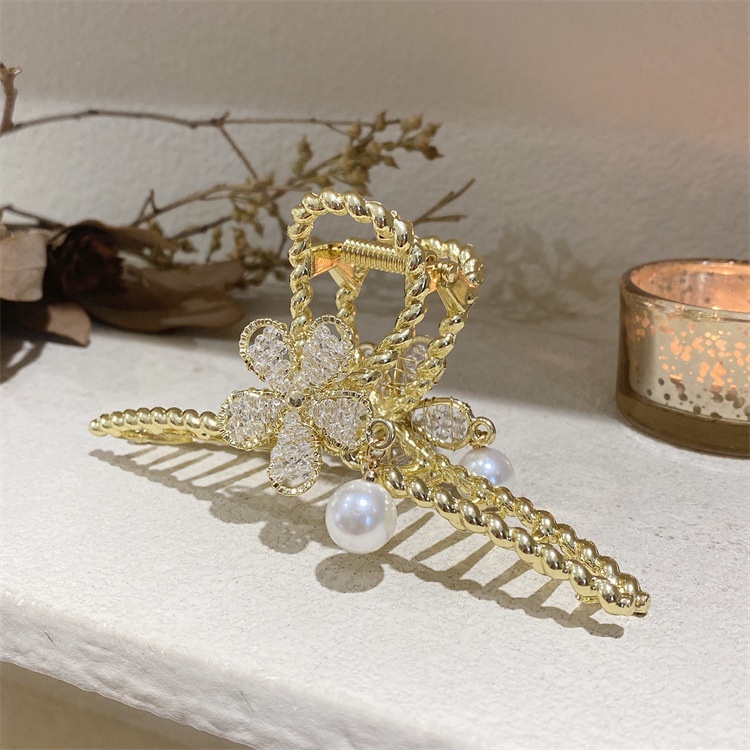 Kẹp tóc Haimeikang hình hoa khảm ngọc trai kiểu Hàn Quốc thanh lịch