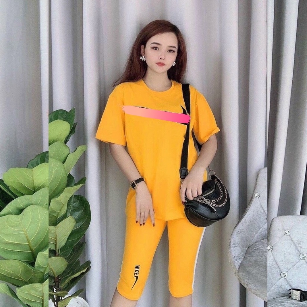 Đồ bộ mặc nhà nữ quần lửng bigsize mùa hè thun cotton thể thao đẹp dễ thương cute trung niên mặc ngủ đi chơi ESHOP AD02