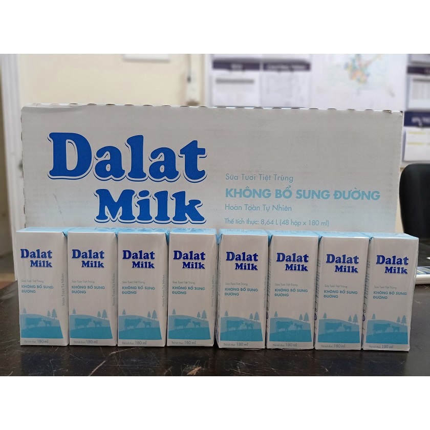1 thùng sữa không đường 180mlm của Đà Lạt milk