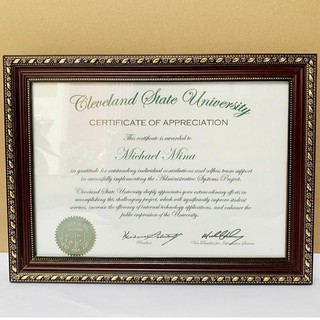 Khung ảnh ,giấy khen Kt (30x40) nâu viền vàng