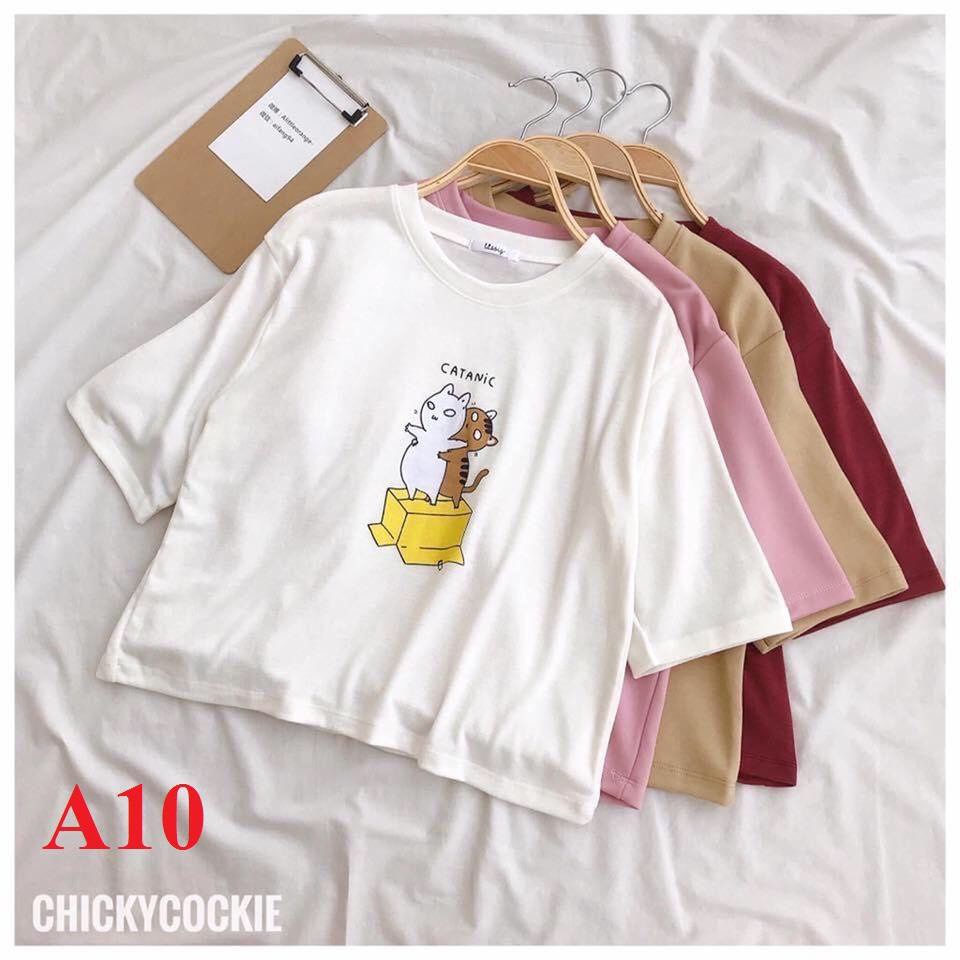 Áo Croptop nữ 2 con mèo