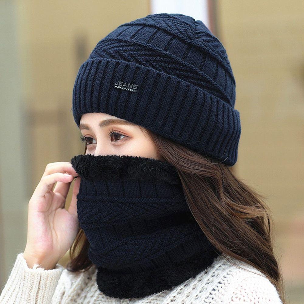 Mũ beanie Kèm Khăn Choàng Cổ Mềm Mại Ấm Áp MIHAN1