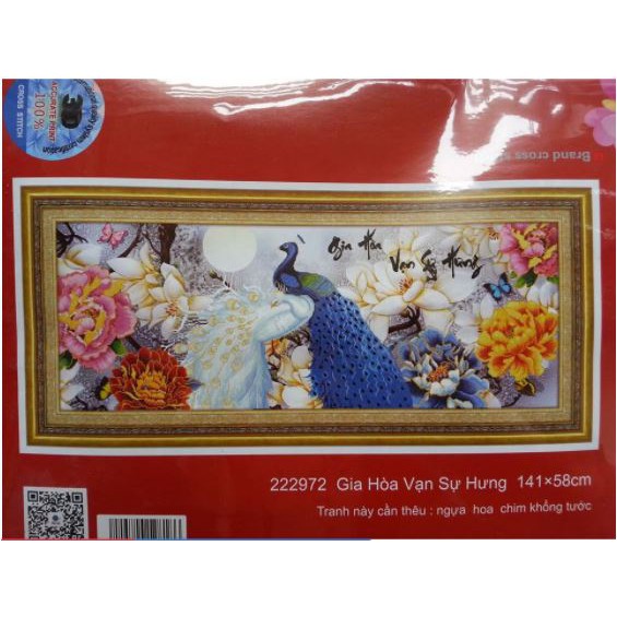 Tranh thêu chữ thập Gia hòa vạn sự hưng 222972 (141 x 58 cm)