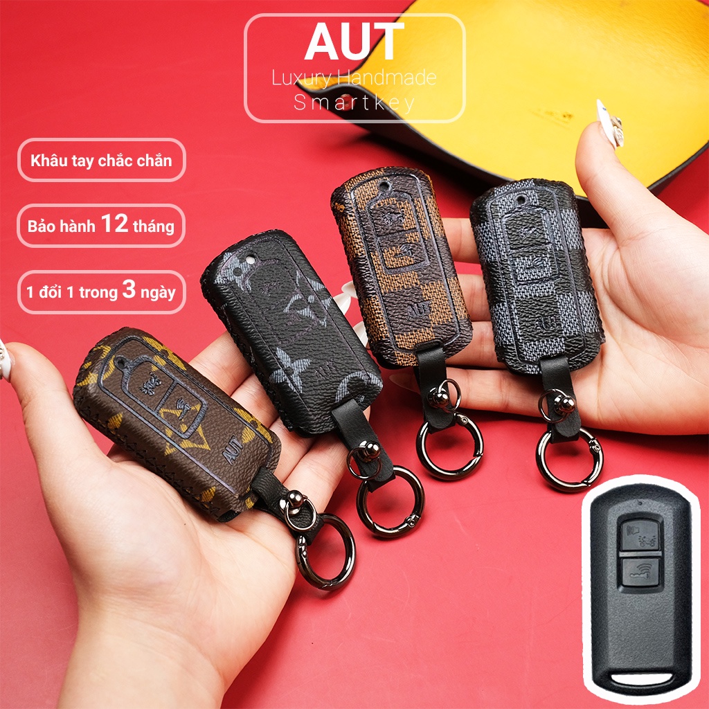Ví da đựng chìa khóa Honda Air Blade Lead Vision Vario 150 Click Scoopy LV khâu tay ABK móc AD