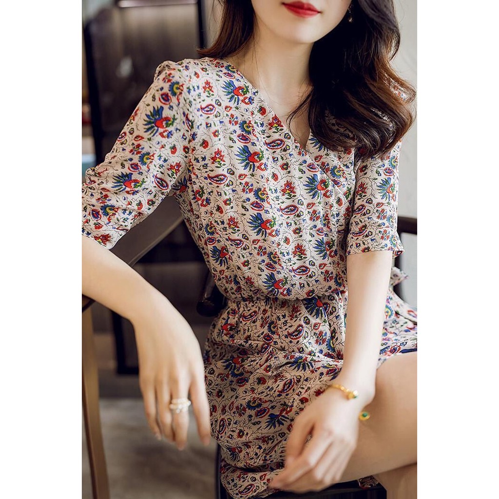 Jumpsuit voan cổ chữ v in họa tiết đáng yêu thanh lịch cho nữ | BigBuy360 - bigbuy360.vn