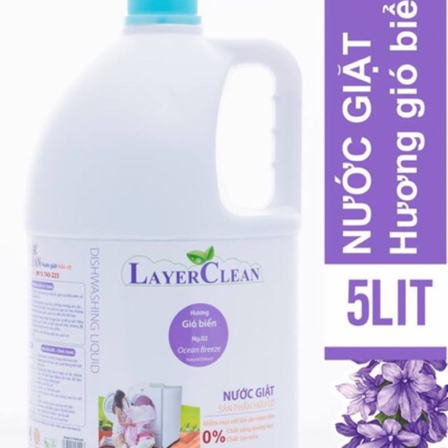 Nước giặt hữu cơ Layerclean can 5l hương gió biển