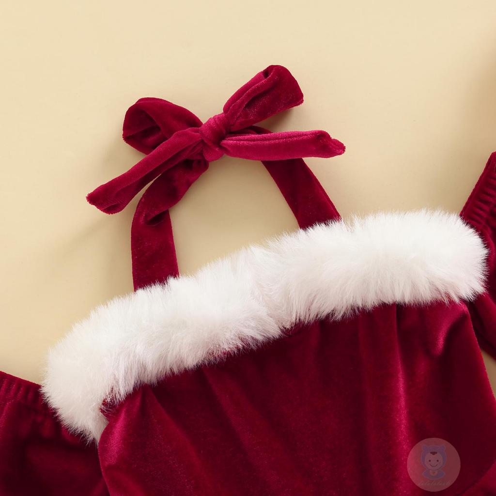 Laa6-đầm Nhung Tay Dài Buộc Dây Hở Lưng Cho Bé Gái