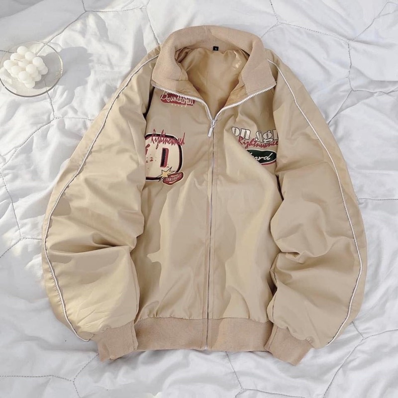 Áo Khoác Bomber Chữ C Nam Nữ Ulzzang Unisex Kiểu Form Rộng 2 Lớp Jacket Kèm Ảnh Thật