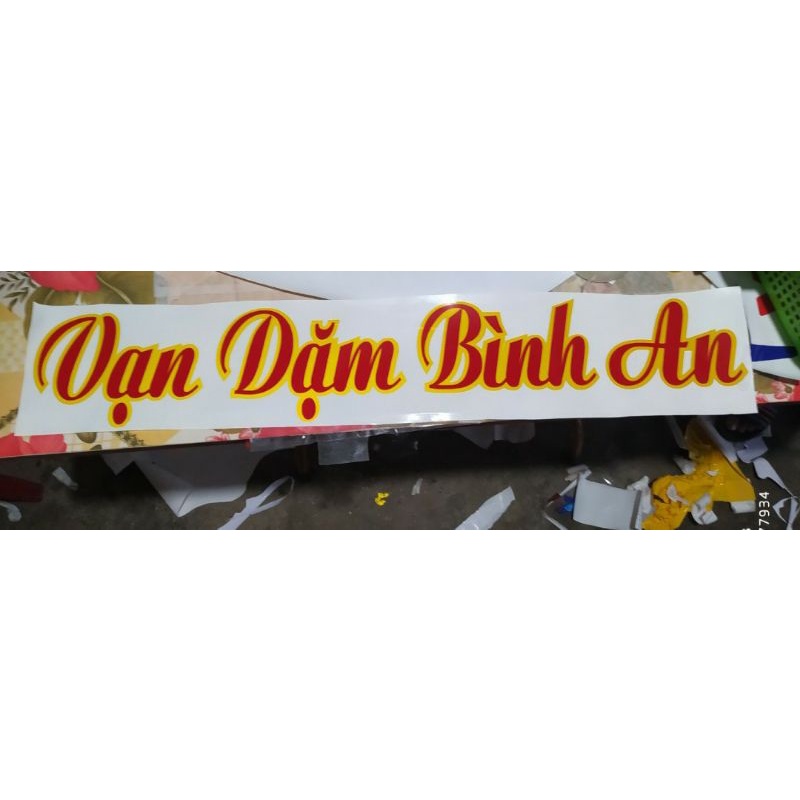 Tem tên làm theo yêu cầu, tem vạn dặm bình an dán xe ô tô, xa tải, xe ben