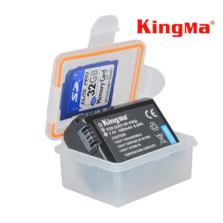 Hộp đựng pin máy ảnh có khay thẻ nhớ SD Micro SD có ron chống nước chống ẩm KINGMA