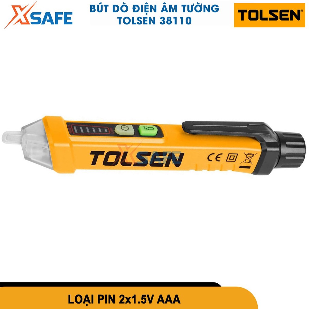Bút thử điện kỹ thuật số đa năng 12-1000V TOLSEN 38110 đầu dò điện áp cảm ứng dây pha không tiếp xúc dòng điện