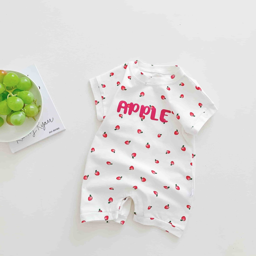 Bộ Áo Liền Quần In Họa Tiết Trái Cây Apple Dành Cho Bé Trai Gái 0-24 Tháng Tuổi