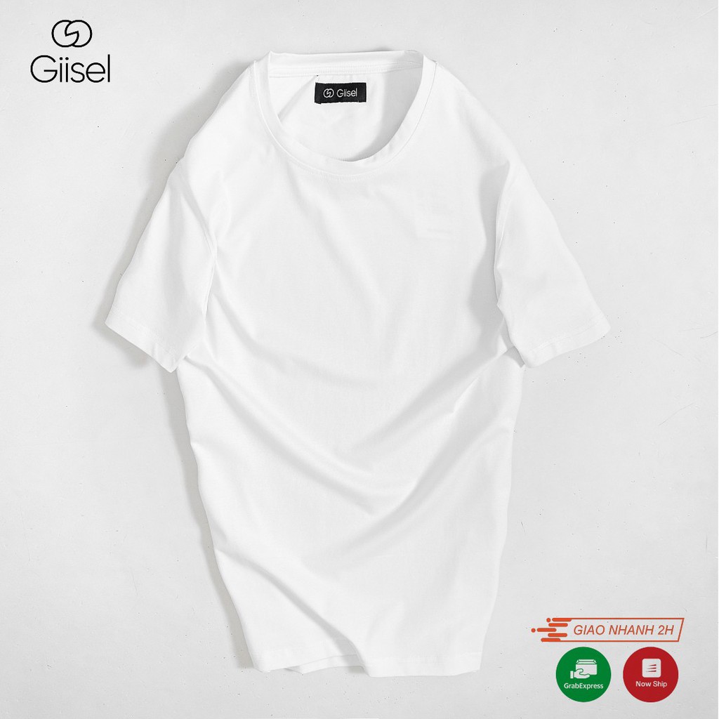 Áo phông nam nữ unisex cộc tay thun cotton cổ tròn basic màu trắng - đen - xanh - Giisel