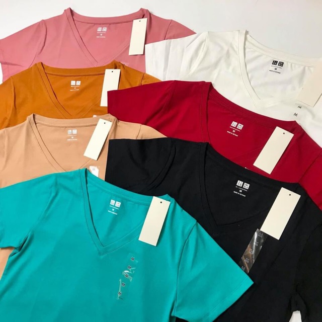 XẢ HÀNG_ Áo Thun (Áo Phông) Cổ Tim Chất Cotton Mềm Mát Form Áo Chuẩn Đẹp Hàng U N I