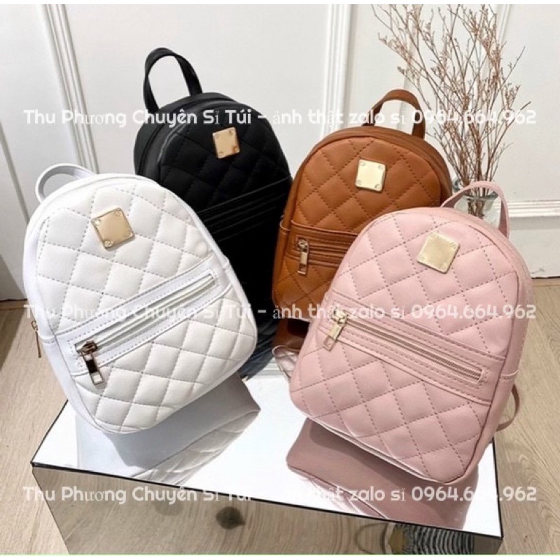 Balo mini nữ, Balo trần ô chéo chất da bóng mịn phong cách vintage siêu xinh (ảnh thật shop chụp)