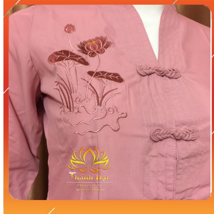 Đồ lam đi chùa Bài Lai Tim Vải Kate Cotton Mịn Dày Dặn Thoáng Mát. Bộ đi lễ kín đáo trẻ trung duyên dáng _BÀI LAI TIM