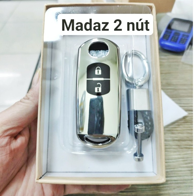 Bao Da Chìa Khóa Inox Mạ Mazda 2 Mẫu 2 nút cao Cấp