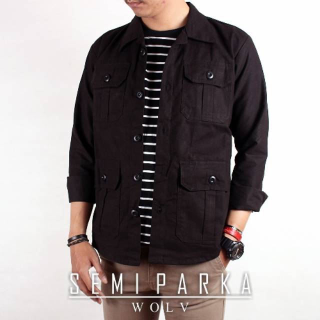 Semi parka Túi 4 / semi parka Áo Khoác Sơ Mi Nam Cao Cấp / Áo Khoác Đen Hải Quân / distro