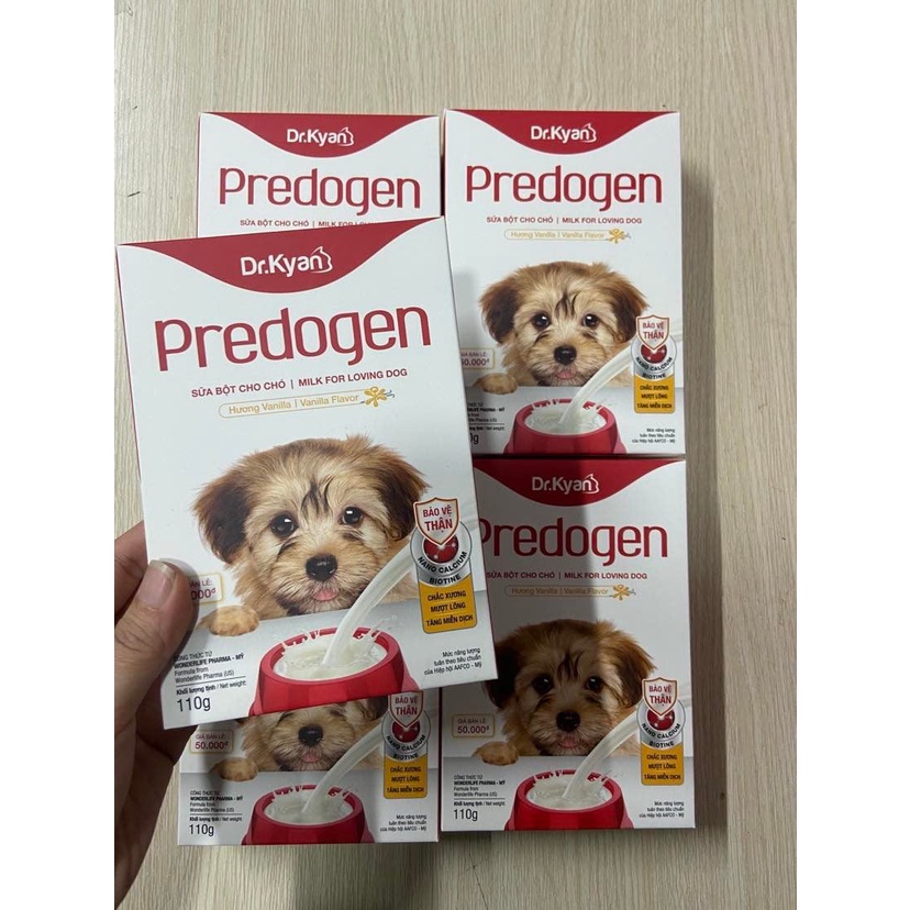 Sữa bột cho chó Dr.Kyan Predogen hương Vanilla hộp giấy 110g và lon thiếc 400g