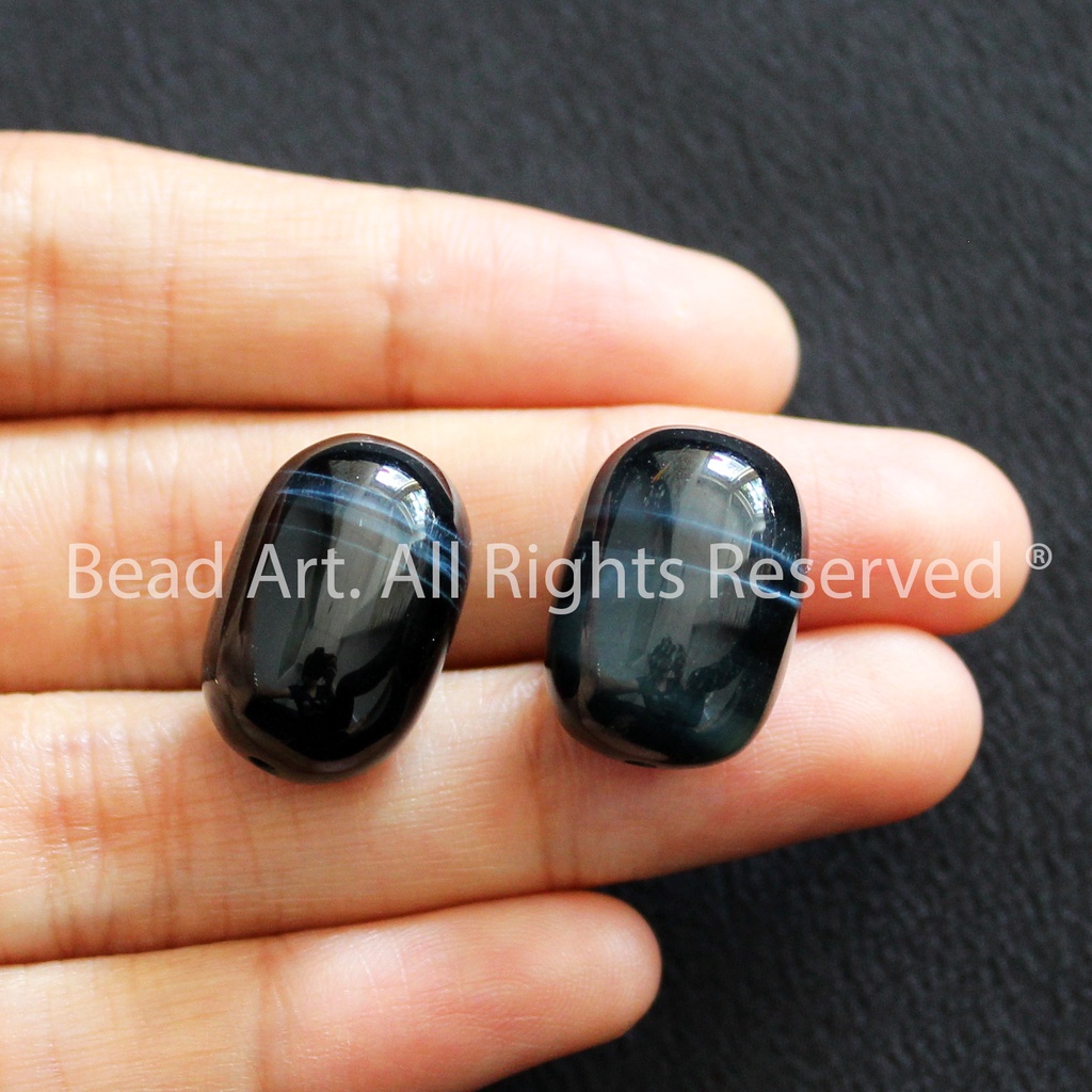 18x13MM Lu Thống Chatoyant Xanh, Hợp Mệnh Thuỷ, Mộc, Đá Phối Vòng Tay Phong Thuỷ, Chuỗi Hạt S50 - Bead Art