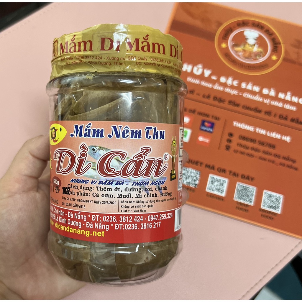 Mắm Nêm Dì Cẩn Đà Nẵng [ Mắm Nêm Thu ] hũ 500gr chính gốc mắm nêm đặc biệt còn con cá chưa say