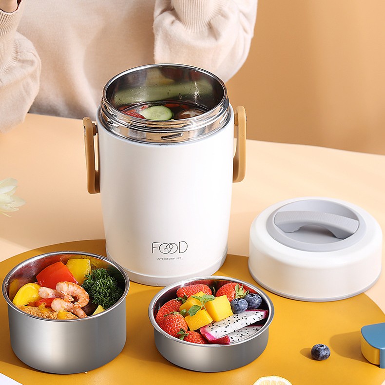(HÀNG CAO CẤP) Cặp lồng/ Hộp đựng cơm/ Cà mên 3 tầng FOOD 03  hút chân không, 7 lớp cách nhiệt, giữ nhiệt lên đến 8h