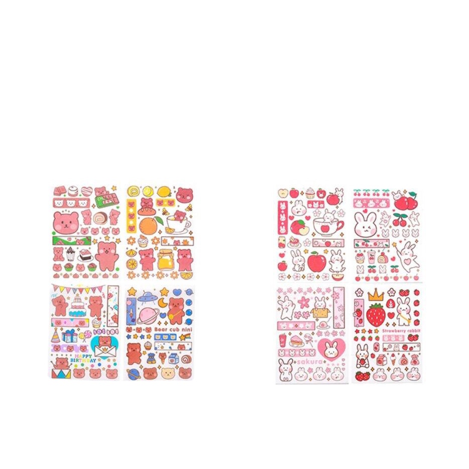 4 Tờ miếng dán trang trí họa tiết hoạt hình dễ thương