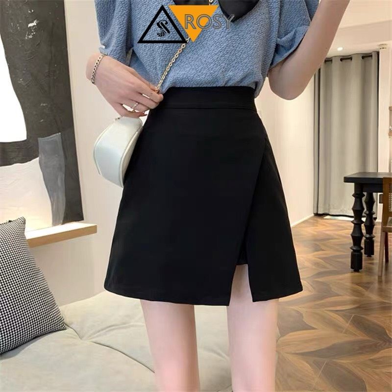 Chân váy chữ A dáng ngắn đấp chéo phong cách công sở thanh lịch chất tuyết mưa cao cấp sexy xẻ cao có quần trong dày dặn