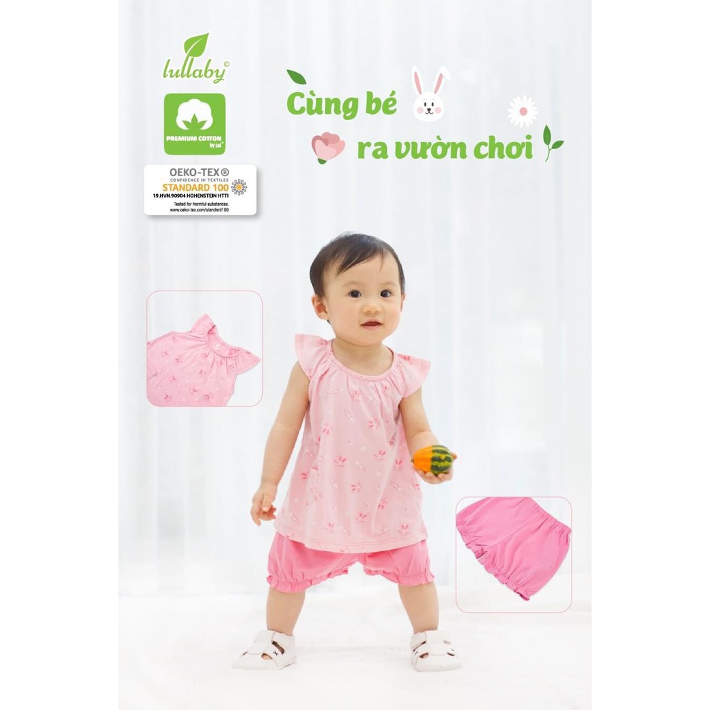 [CHÍNH HÃNG]Bộ cộc tay hến bé gái chất liệu cotton cao cấp Lullaby chính hãng